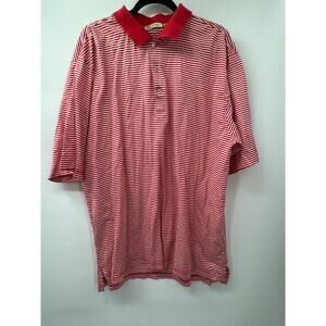 Peter Millar Red &‎ White Striped Double Mercerized Cotton Golf Polo Men's XXL